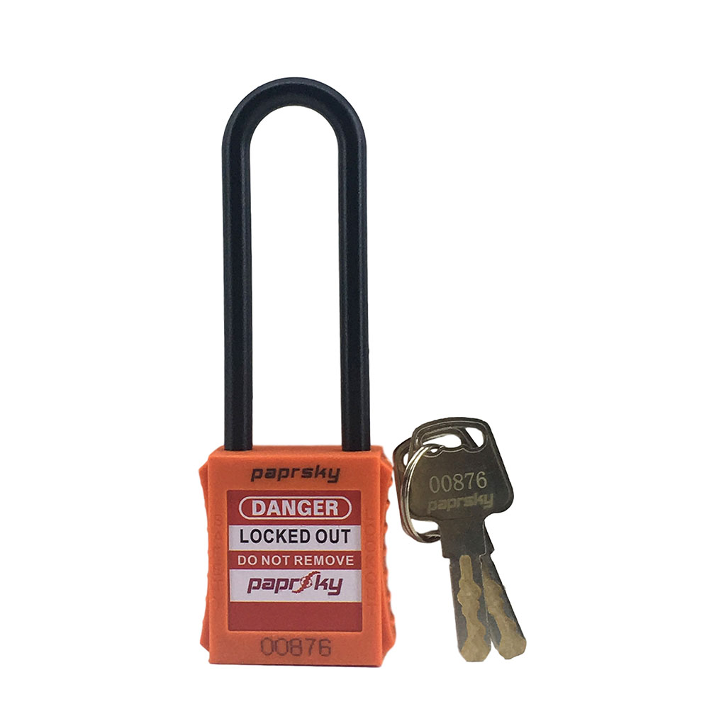 Safety Lockout Dielectric Padlock Orange Color PS-LOTO-PPNR-76 Dielectric Long Shackle